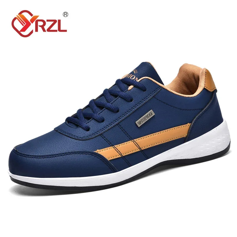 YRZL Herrenschuhe Frühling Herbst Wasserdichte Walking-Sneaker Freizeit-Ledersportschuhe für Herren Rutschfestes Schuhwerk Tennis für Herren