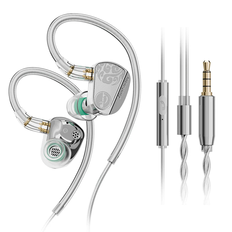 Zhulinniao JingHong Z3 HiFi Earphones Dual Dynamic Driver In-Ear Headphones, High-Fidelity Metal Music Monitor Earbuds with Wired & Bluetooth Audio