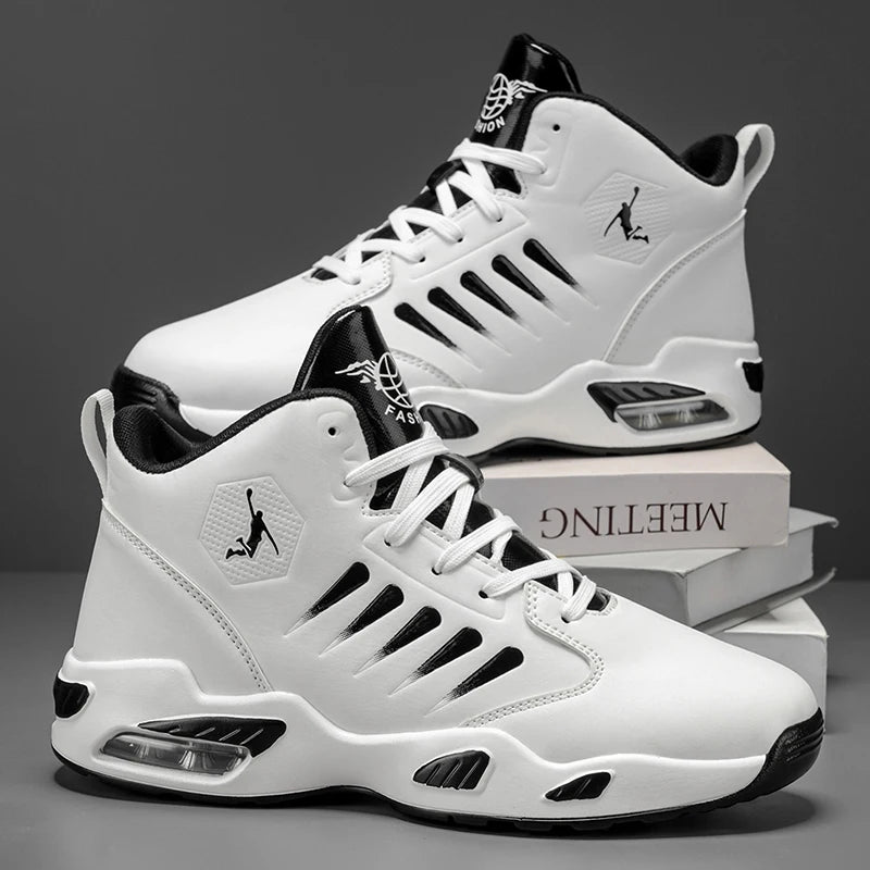 Men's High-Top Basketball Shoes with Breathable Mesh Design for Maximum Comfort, Outdoor Shock-Absorbing Running Shoes, High-Rebound Cushioning Technology for Smoother and More Comfortable Running, Enhanced Support, Stylish