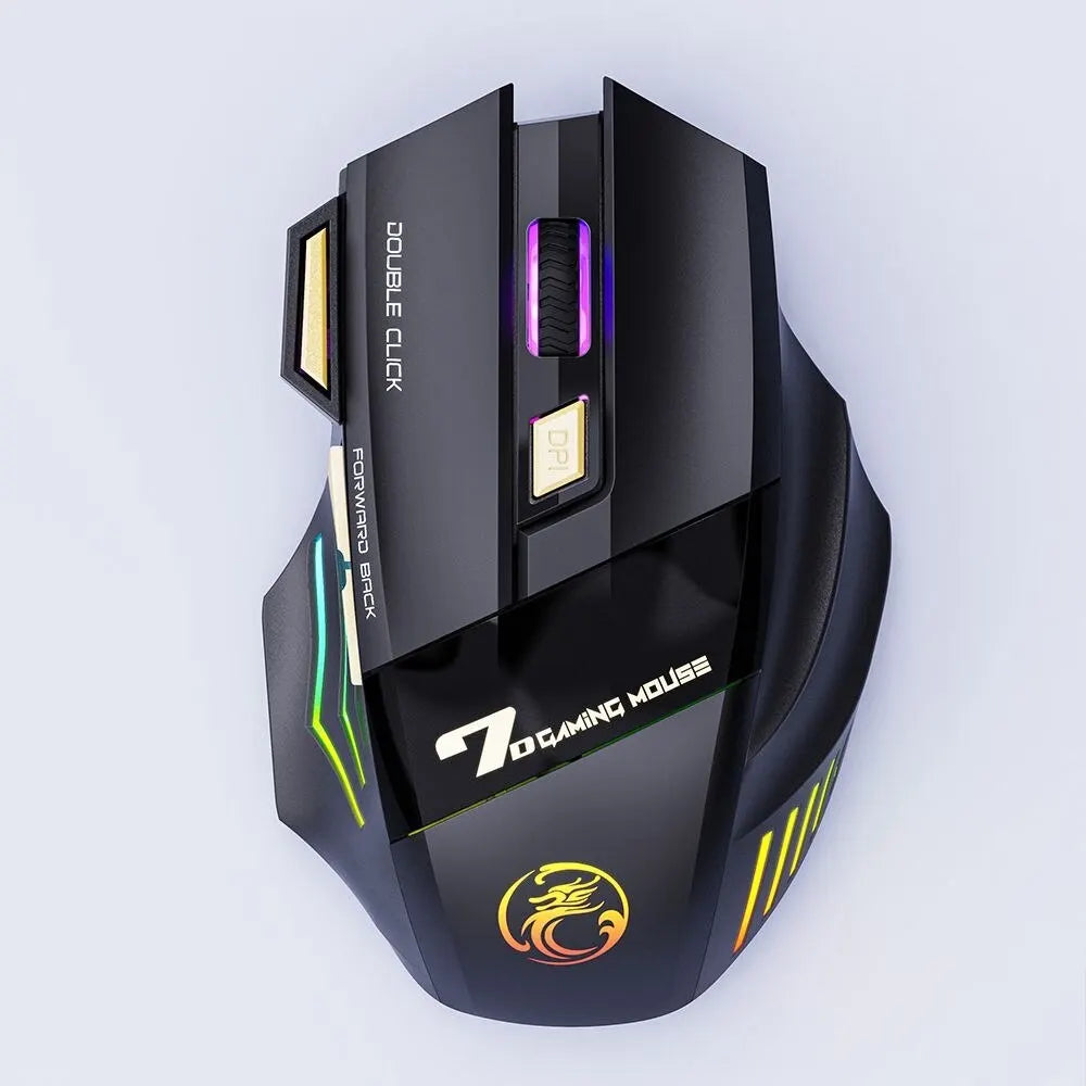 Wireless Gaming Mouse USB IMICE GW-X7 3200DPI Dual Mode Rechargeable 7 Keys 2.4GHz Silent Mouse Bluetooth 7-color Breathing LED