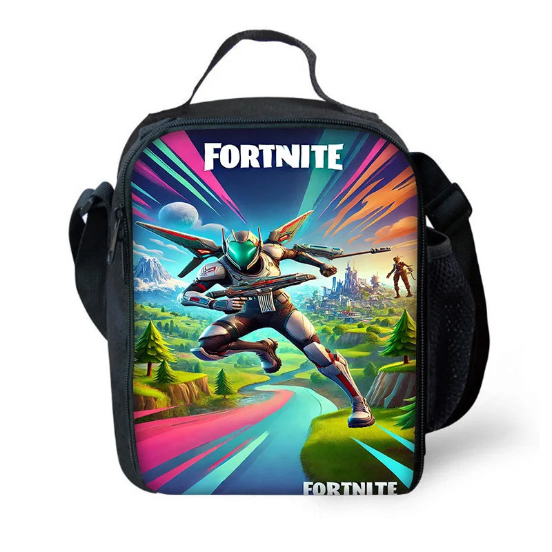 Isolierte große F-FortniteS-Kühltasche für Kinder mit viel Fassungsvermögen, für Jungen, Mädchen und Schüler, für Outdoor-Picknicks, wiederverwendbare Thermo-Lunchbox
