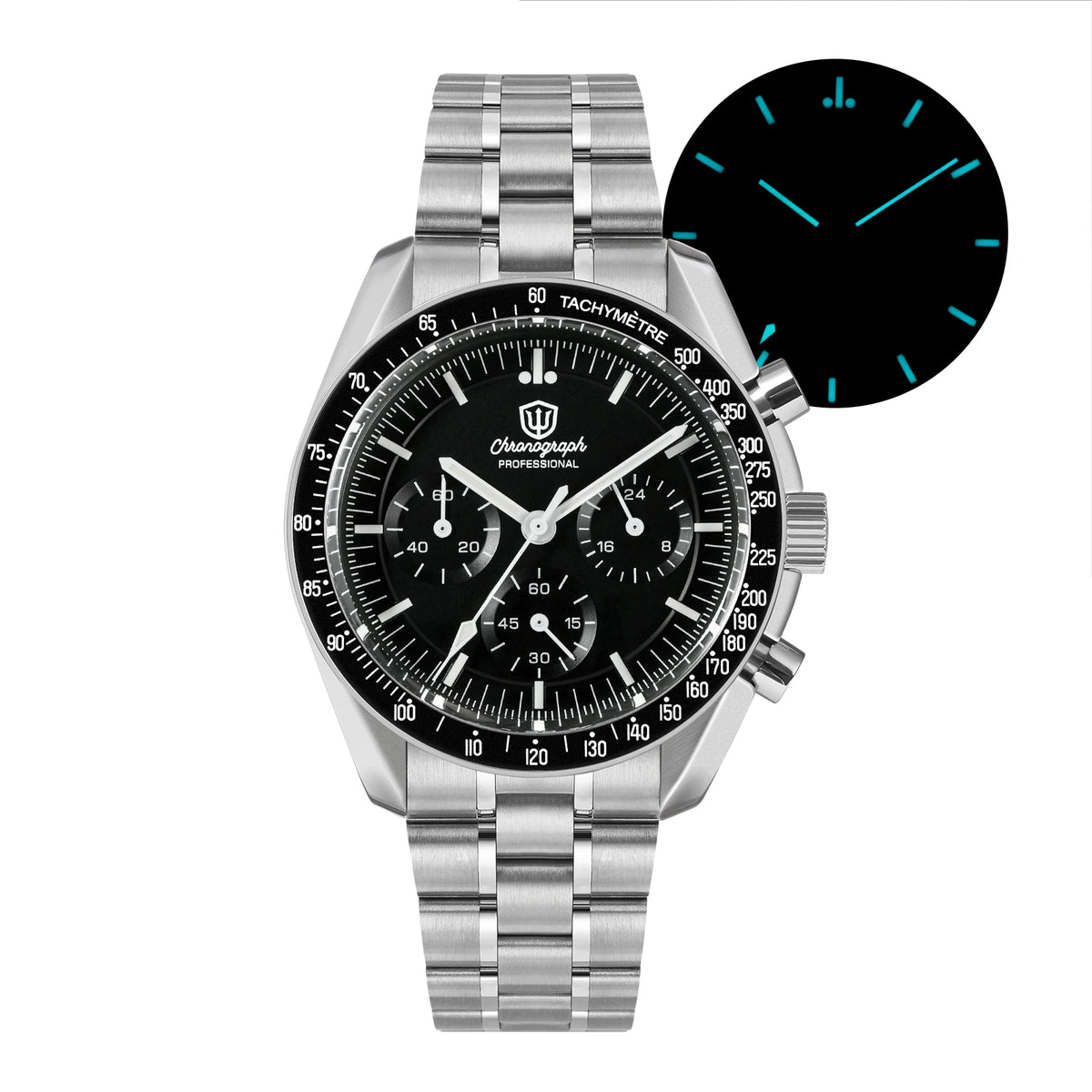 Watchdives WD1860 Watch VK63 Chronological Movement Stainless Steel Watch Sapphire AR Coating Night Light Retro Watches