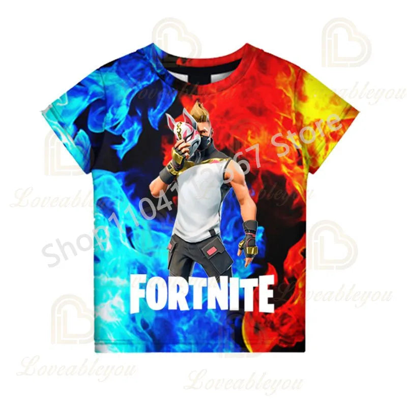 Młodzieżowa koszulka F-Fortnited inspirowana grą battle, dla dorosłych, z krótkim rękawem, letni T-shirt dla nastolatków, chłopców i dziewcząt