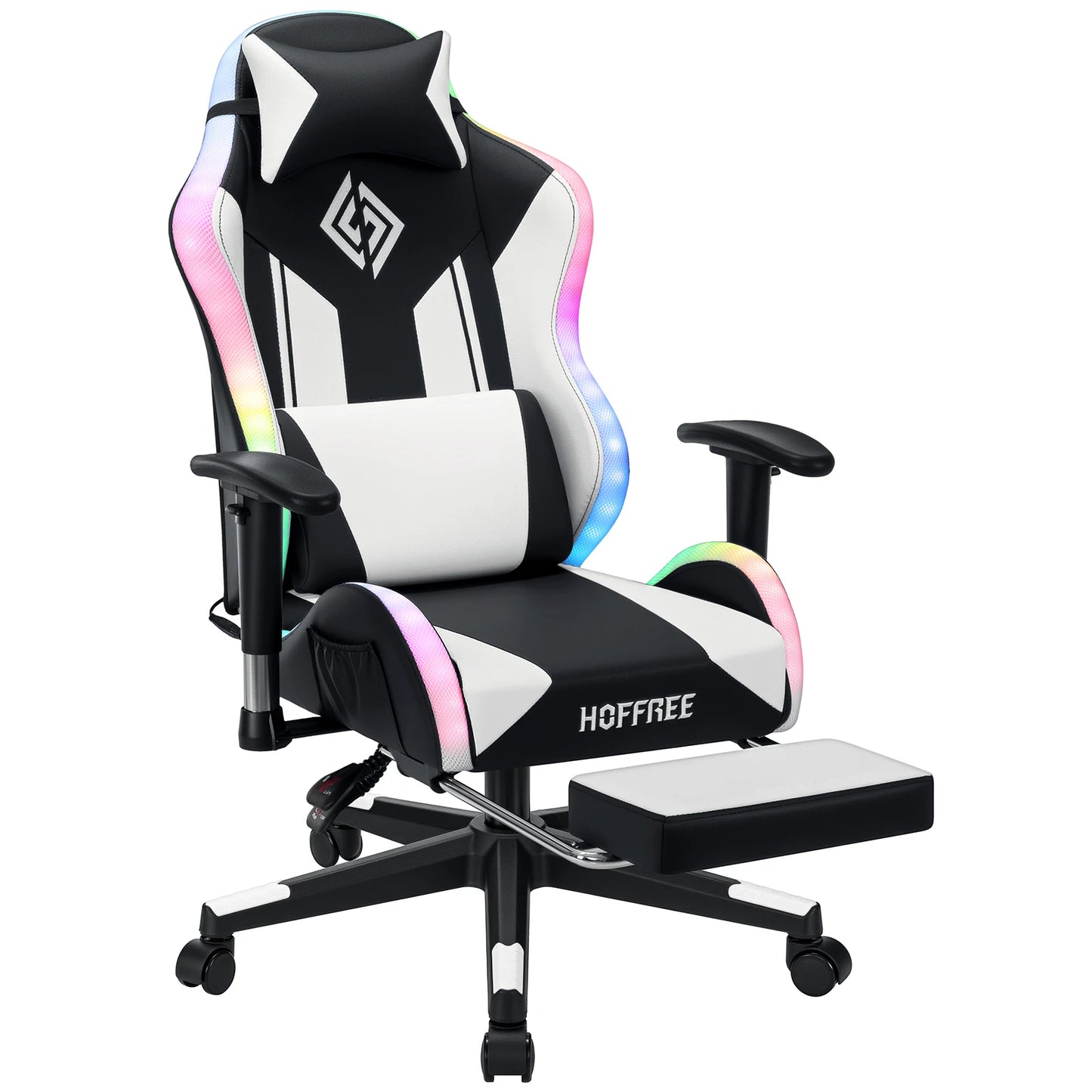 LED Gaming Chair for Children 8-15 Years, Adjustable Gamer Chair with LED Lighting, Footrest & Lumbar Support, Ergonomic PC Chair