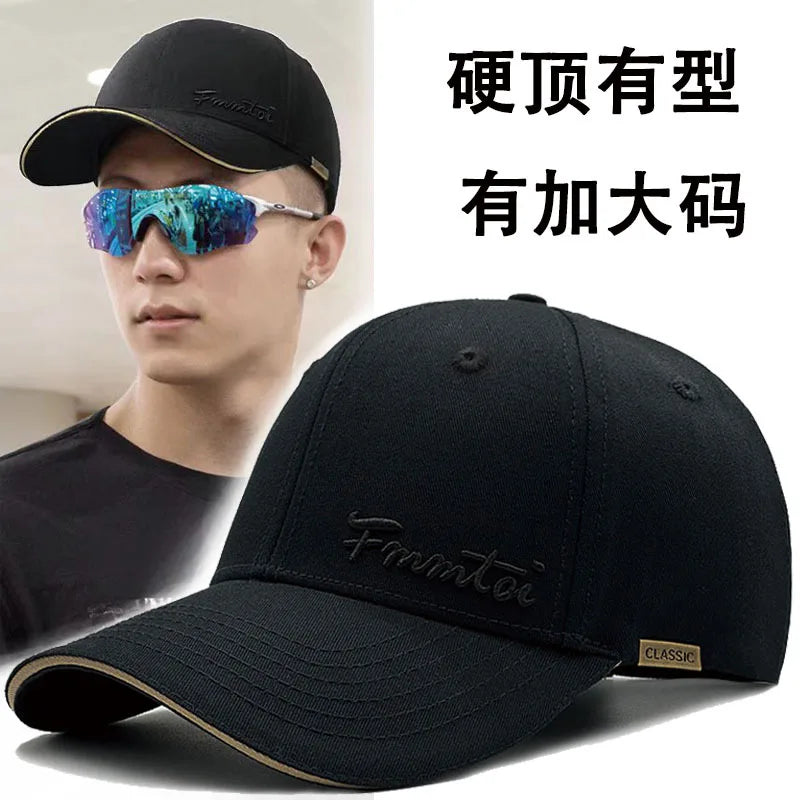 2026 New Men's Big Size Outdoor Sun Protection Baseball Cap, Hard Top Slim Face Fashion Peak Hat Unisex