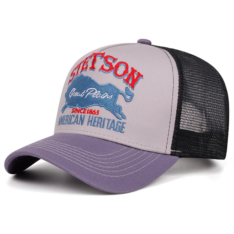 2025 Personalized New Truck Hat STETSON Red Bear Breathable Mesh Hat Street Hip Hop Hat Daily Casual Wear Sunshade Baseball Hat