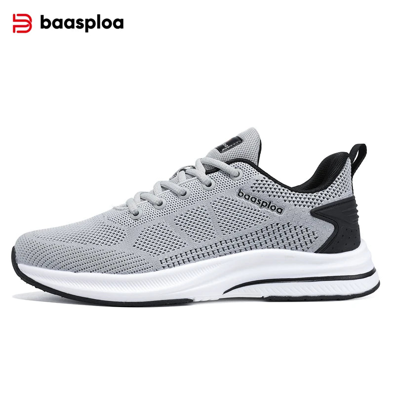 Baasploa Men's Running Shoes Brand, Male Designer Mesh Casual Sneakers, Lightweight Lace-Up New Male Outdoor Sports Tennis Shoes