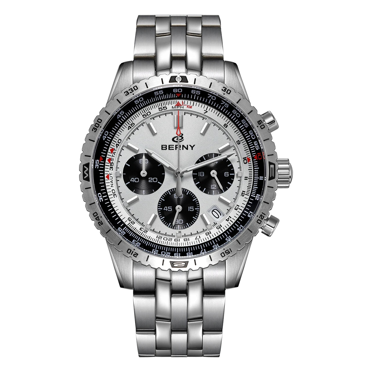 BERNY Aviation Men's Watches Quartz Chronograph Watch Date Sapphire Super Luminous Luxury Brand Dress Man Wristwatch