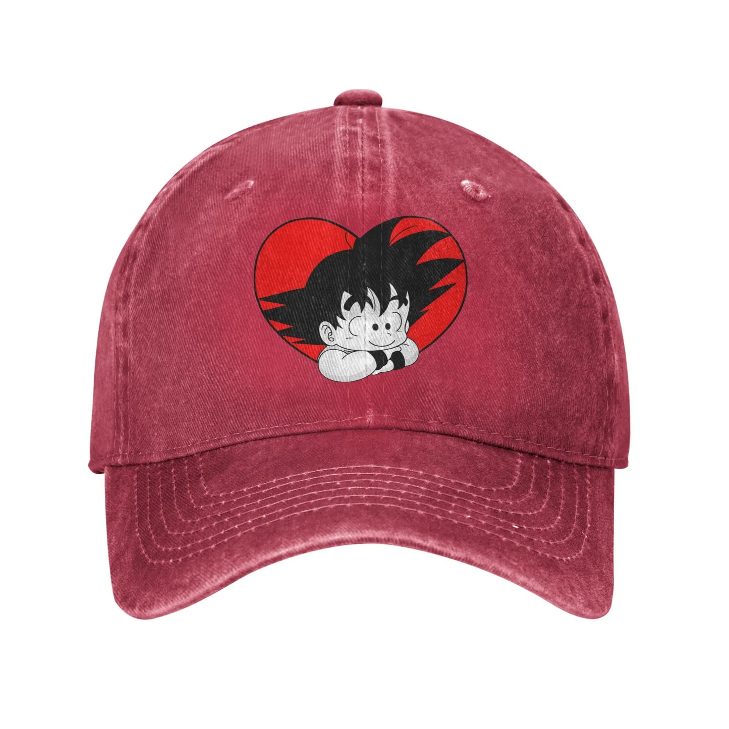 Dragon Ball DBZ Goku Baseball Caps Distressed Cotton Red Heart Headwear Unisex Style Outdoor All Seasons Travel Gift Hats Cap