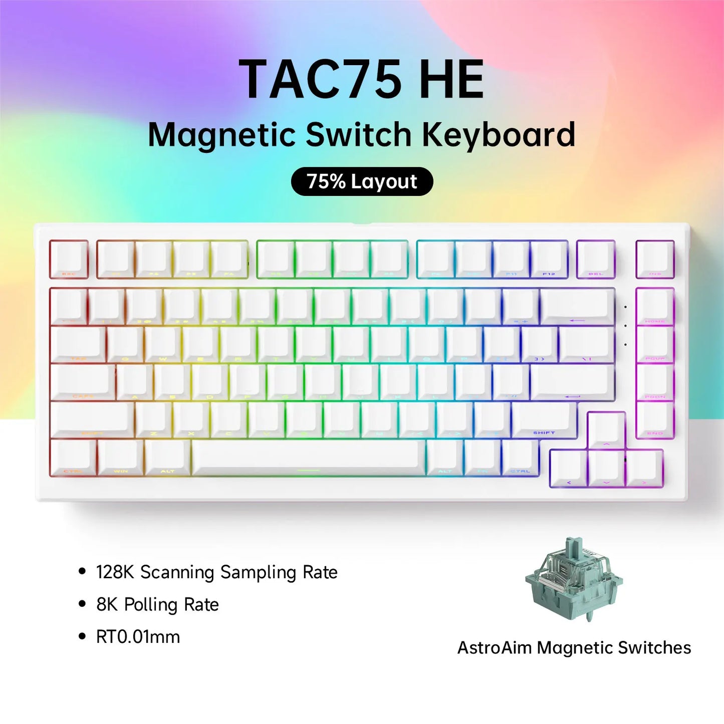 Tastiera AKKO TAC75 HE con switch magnetici 75% Gaming Keyboard Rapid Trigger 0.005mm 8K RGB cablata Esports, tastiera custom per gamer