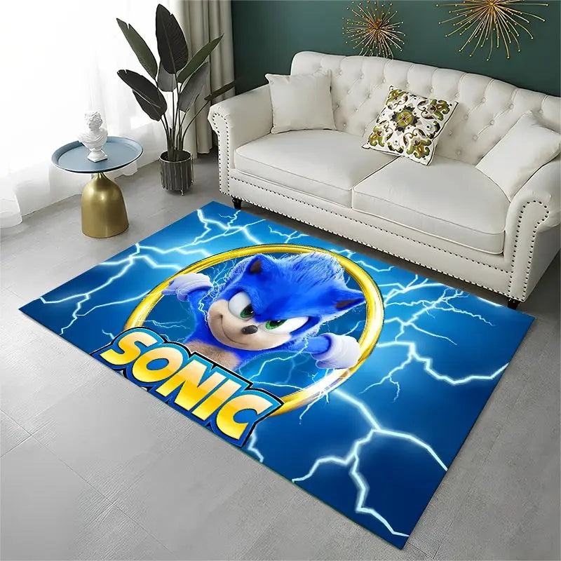 Classic Game S-Sonic Cartoon Non-Slip Area Rug for Living Room,Bedroom,Playroom,Soft Carpet Floor Mat Home Decor Rug Kids Room