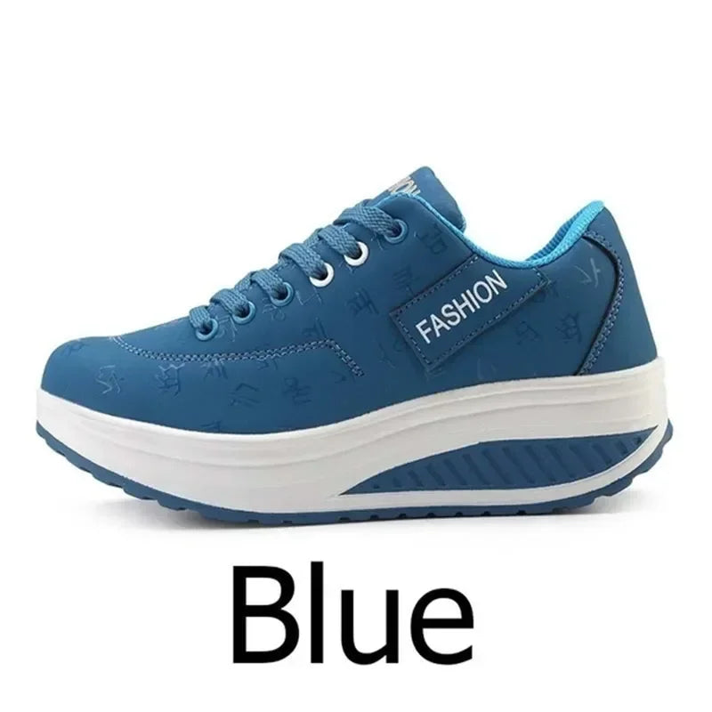 Scarpe casual da donna outdoor con suola spessa, platform alla moda, taglia grande 42, fondo piatto, scarpe sportive per camminata e corsa