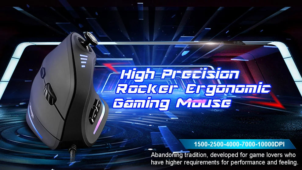 BOW Wired Gaming Mouse Programmable 12 Buttons RGB Mouse for Gamer Desktop Laptop PC Ergonomic Vertical Mouse Joystick 10000DPI