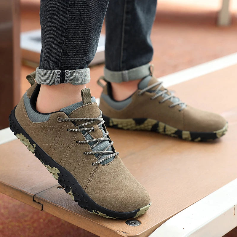 Suede Leather Shoes PU Fabric Wide Toe Shoe Anti-slip Hiking Shoe Workwear Men's Sports Shoes Women's Outdoor Walking Shoes