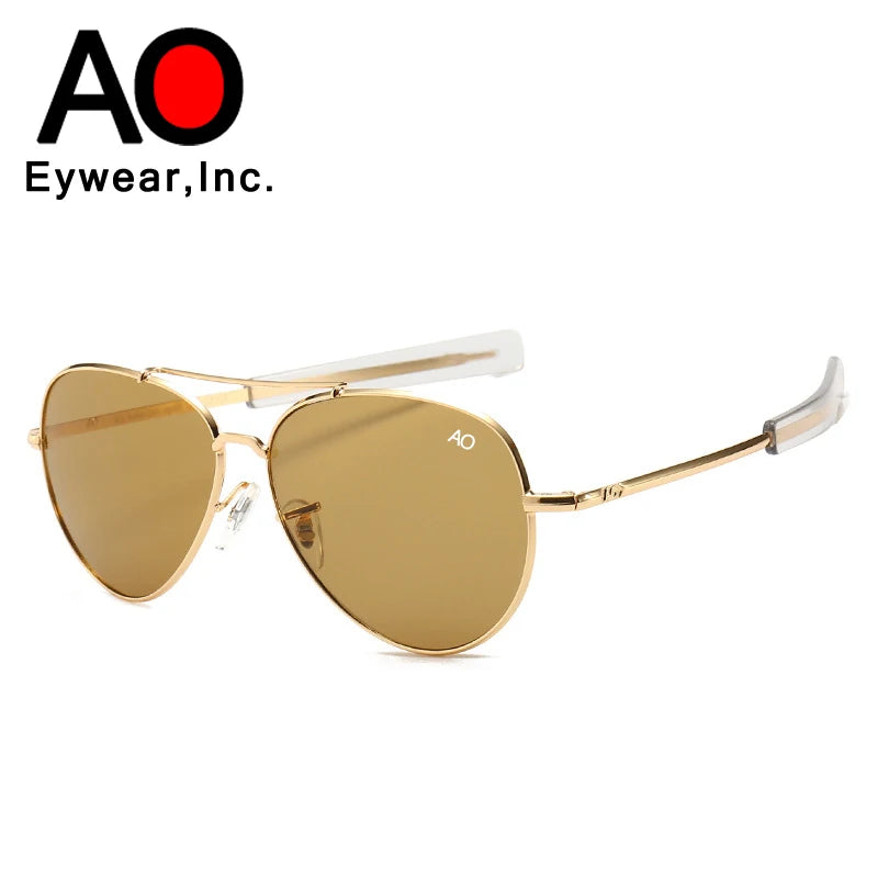 AO Aviation Men's Retro Sunglasses Fashion Pilot American Optical Sun Glasses for Women Unisex Metal UV400 SunShades Gafas AO57