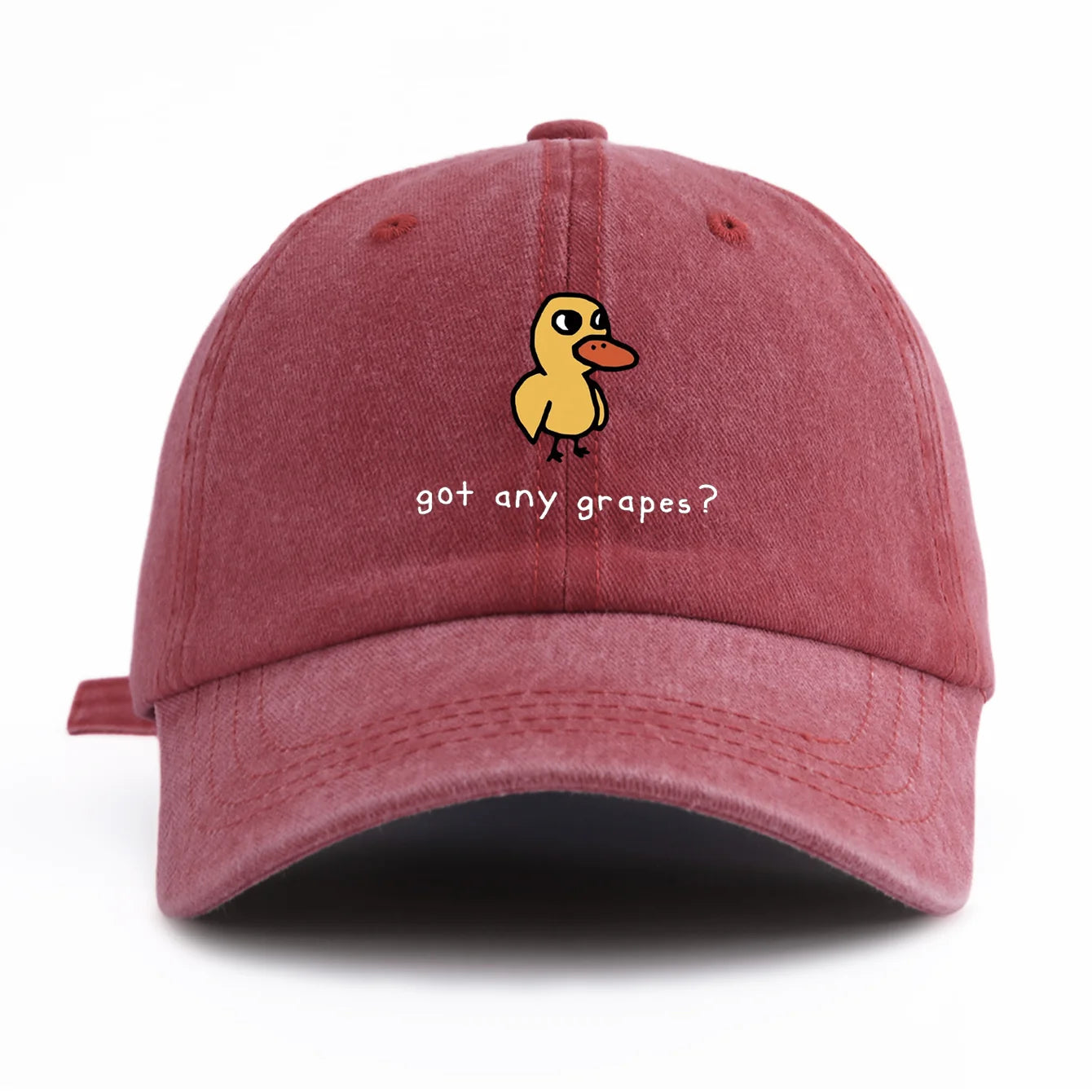 1pc GOT ANY GRAPES Print Washed Baseball Cap for Adults,Minimalist Retro Style Casual Soft Adjustable Dad Hat,Perfect As Gift