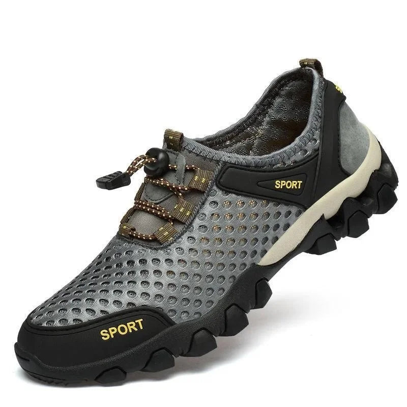 Summer Men's Mesh Sports Shoes, Fashion Mountaineering Breathable Lightweight Anti-Slip Shoes, Outdoor Travel Running Casual Shoes