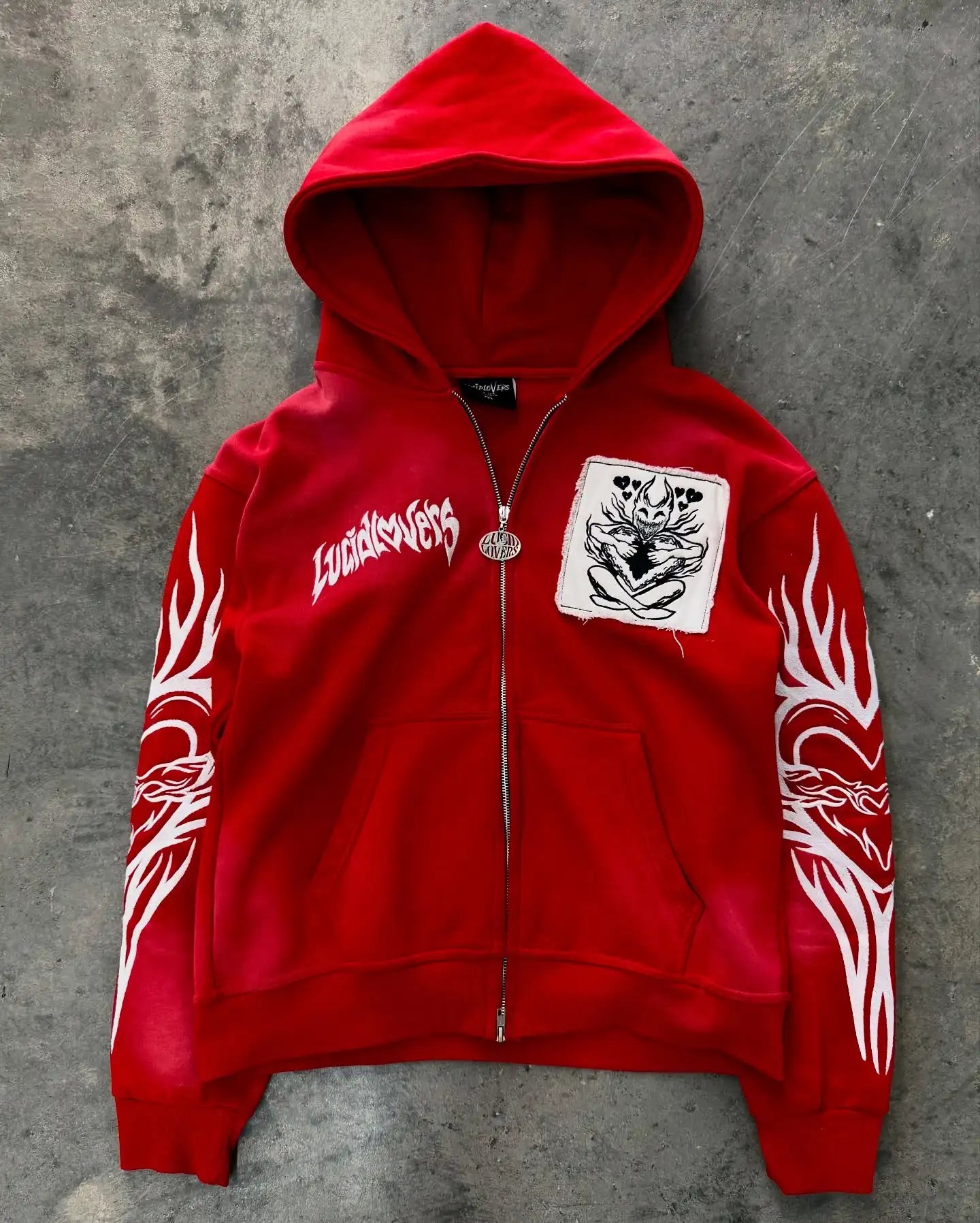2026 New American Fashion Trend Goth Printed Zipper Hoodie Women Street Hip Hop Punk Rock Sweatshirt Unisex Casual Loose Hoodie