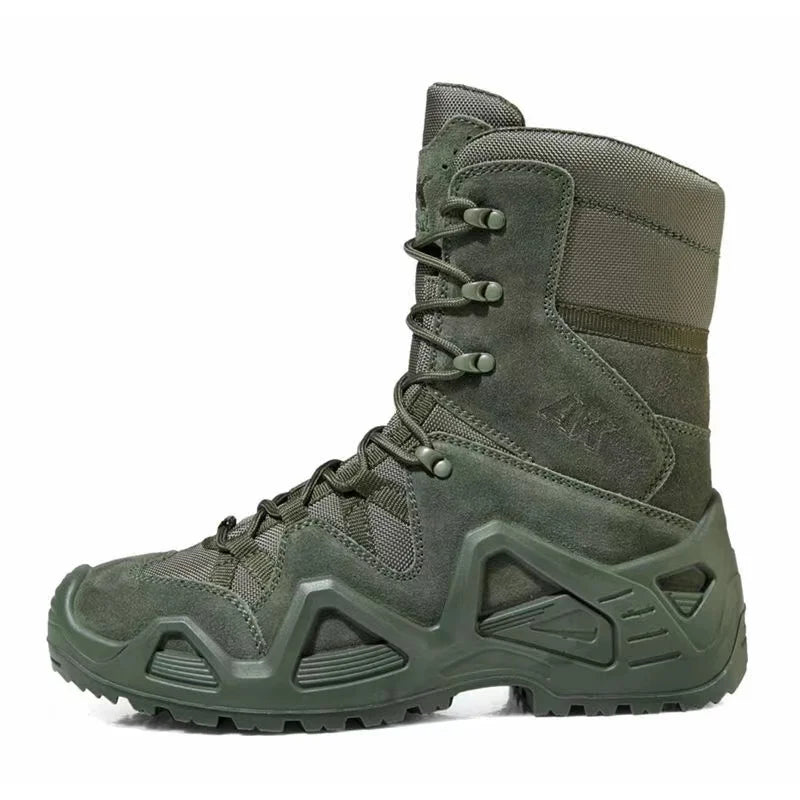 Lynjacye Mid-Cut Green Combat Boots Men Women Size 39-46 Outdoor CS Training Hiking Shoes Desert Ankle Climbing Bota Masculina
