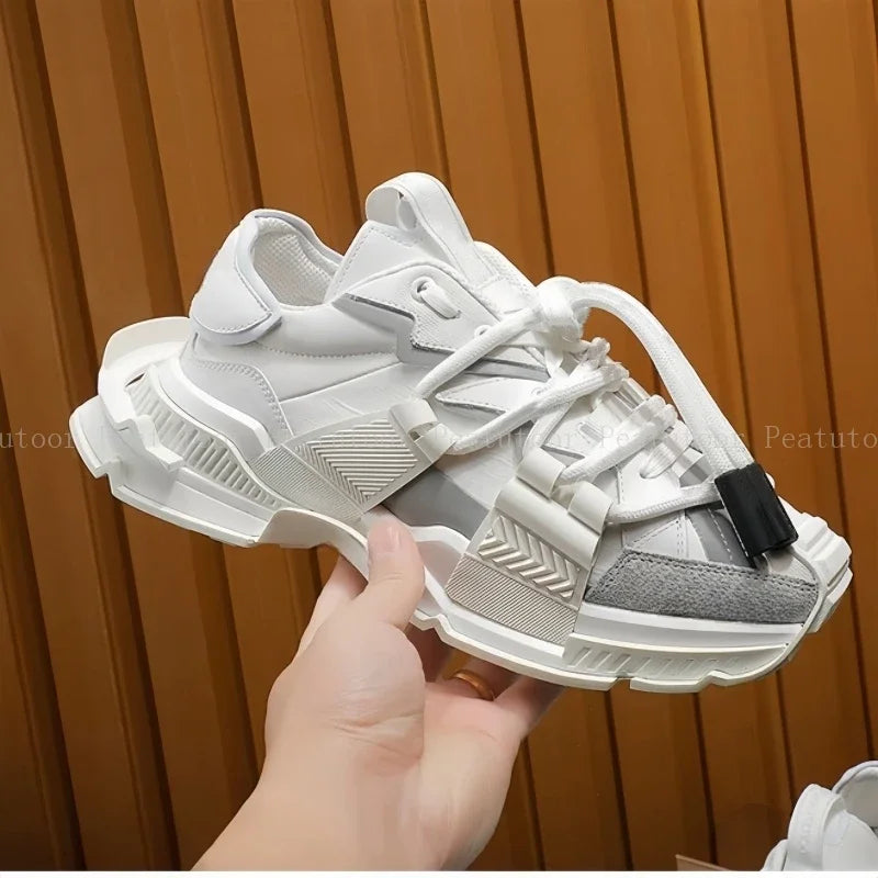 Size 35-46 Women’s and Men’s Sports Shoes High-Quality Patchwork Casual Sneakers Lace-Up Fashion Platform Sports Running Shoes Hot