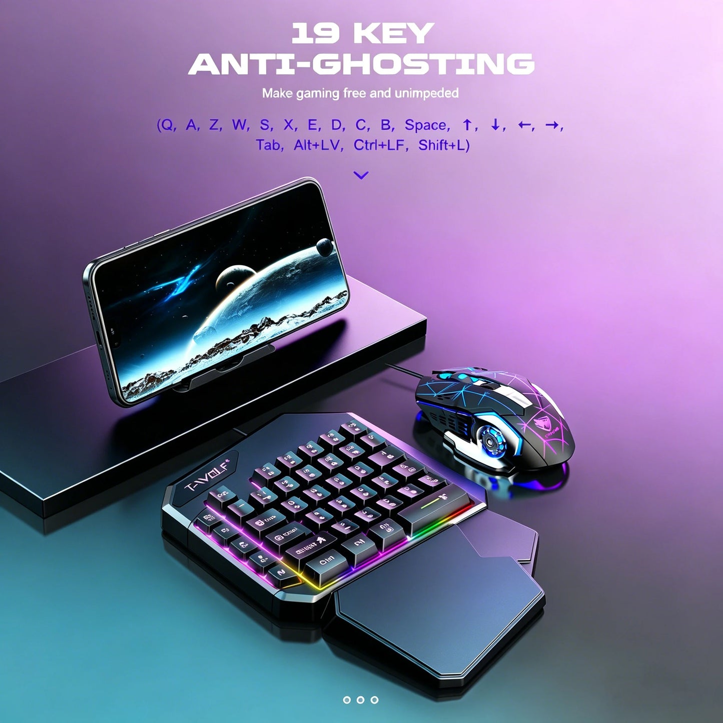 Wired One-Handed RGB Mechanical Gaming feel Keyboard,Mecha Membrane 40 Keys USB Professional Gaming Keypad Multimedia buttons