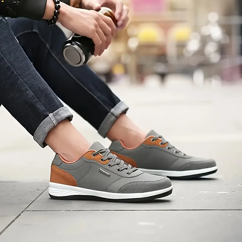 YRZL Herrenschuhe Frühling Herbst Wasserdichte Walking-Sneaker Freizeit-Ledersportschuhe für Herren Rutschfeste Tennisschuhe für Herren