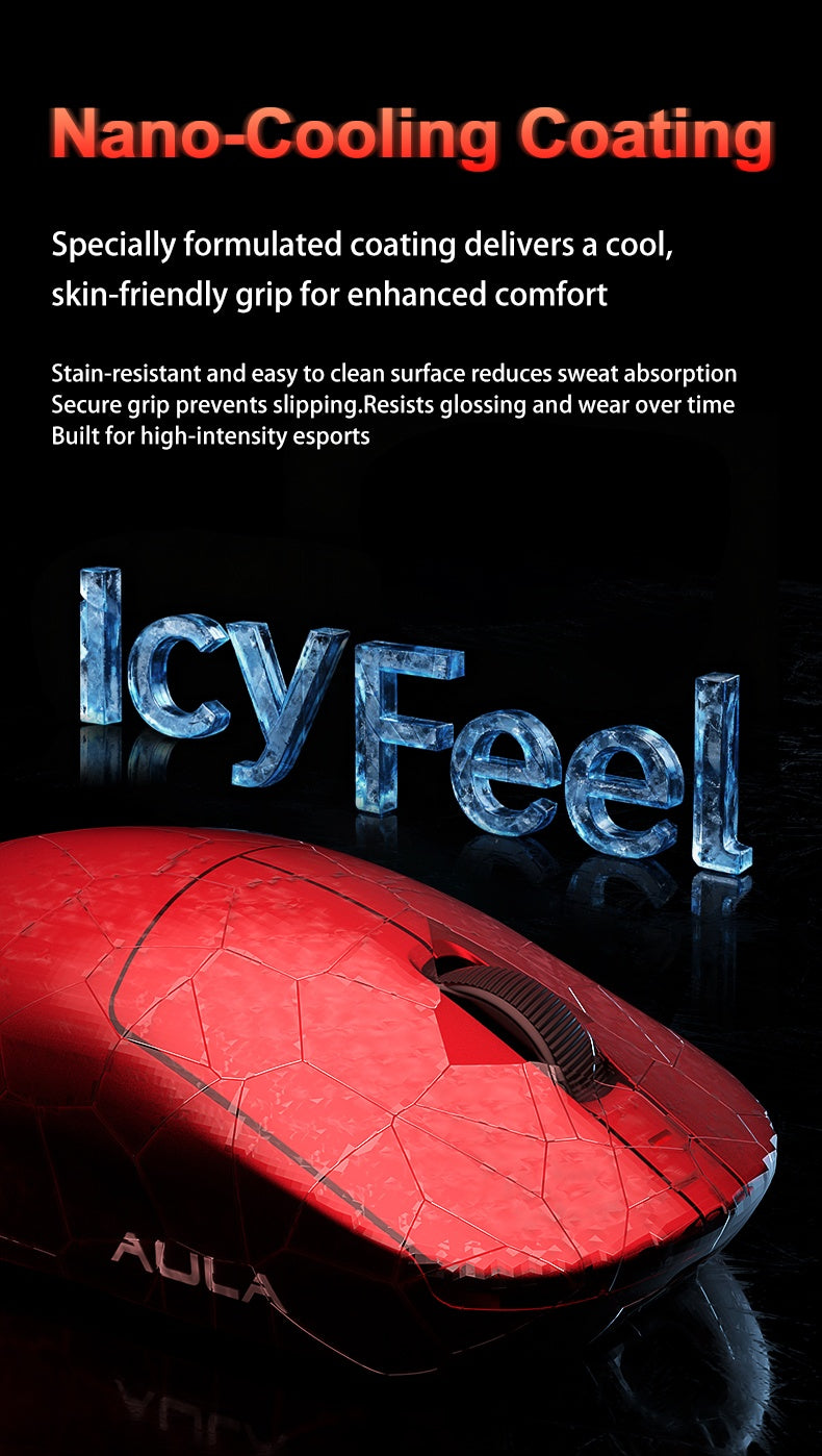 Aula V9 Ultra Wireless E-sports Gaming Mouse Double 8k 3mode PAW 3950 8k 55g Lightweight Ergonomic Mouse Custom PC Accessory