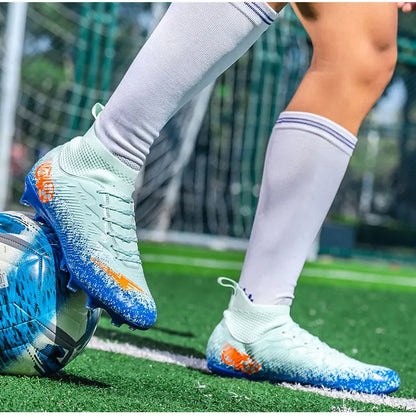 Men Football Boots Non-Slip High-Quality Soccer Shoes Grass Cleats High-Top Futsal Sneakers Match for Training Competition