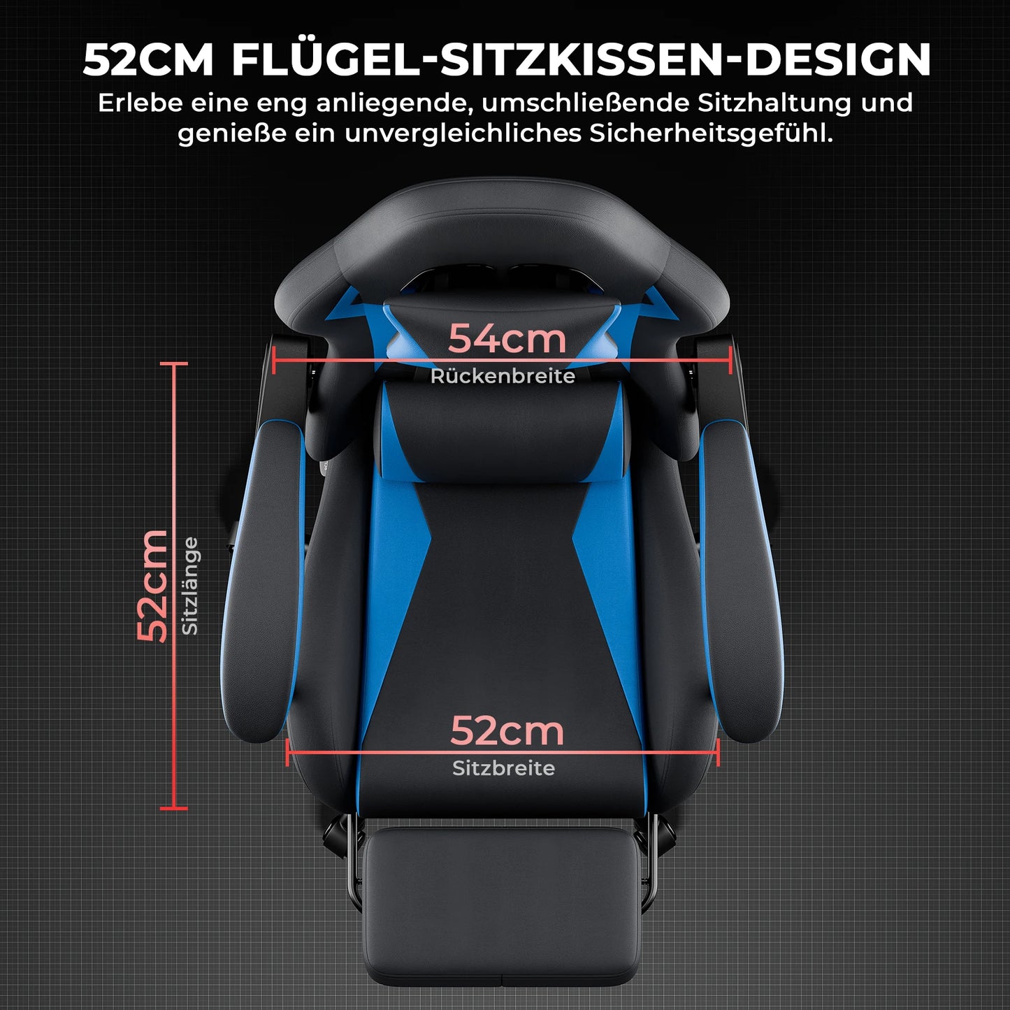 Black & Blue PU Leather Gaming Chair, Ergonomic Racing Style Computer Chair with Footrest, Height Adjustable Swivel Office Chair with Lumbar Support & Headrest for Adults, Boys and Girls