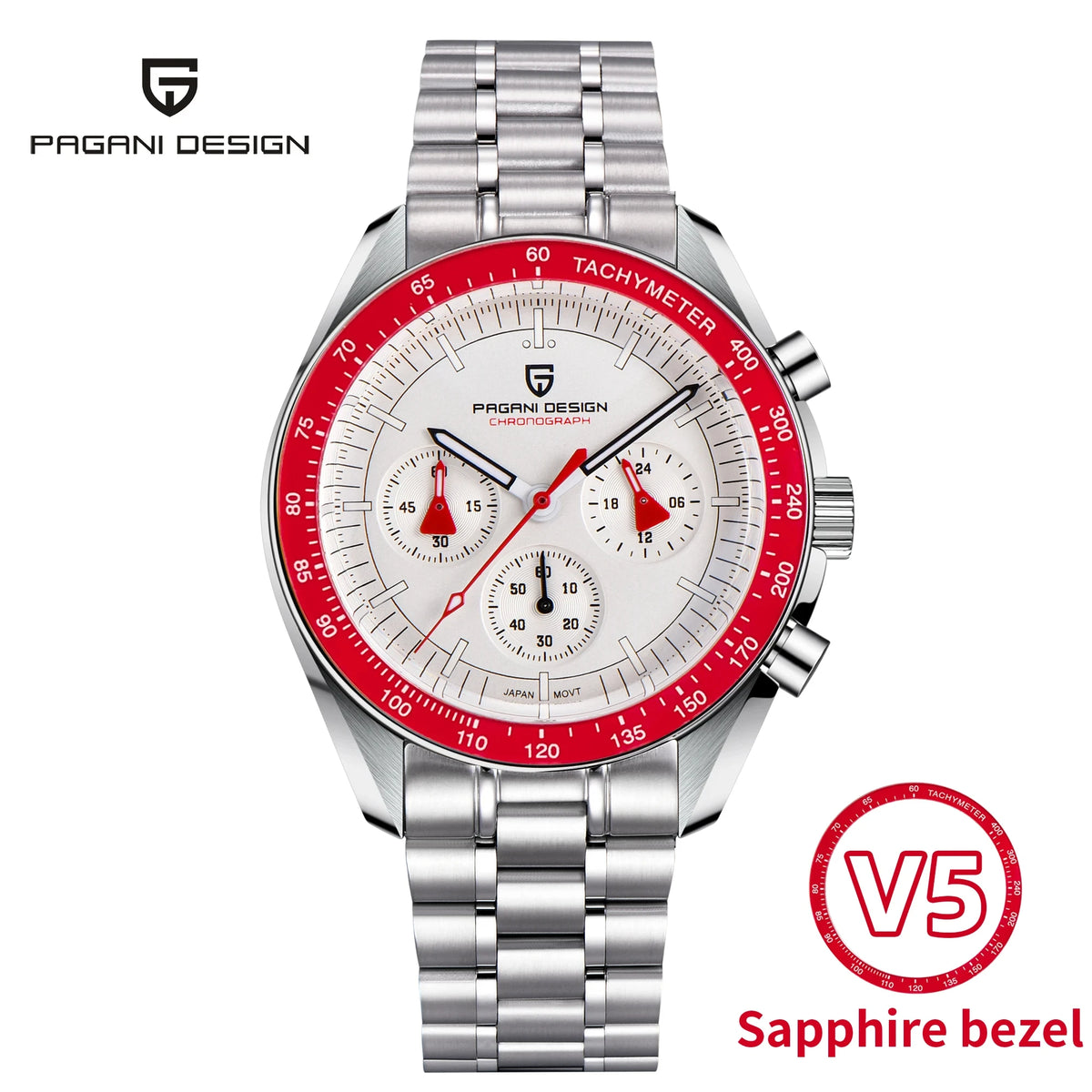 PAGANI DESIGN 2026 New V6 Moon Mens Watch Luxury Quartz Speed Sports Chronograph Watch For Men Watch AR Sapphire glass Local Shipping