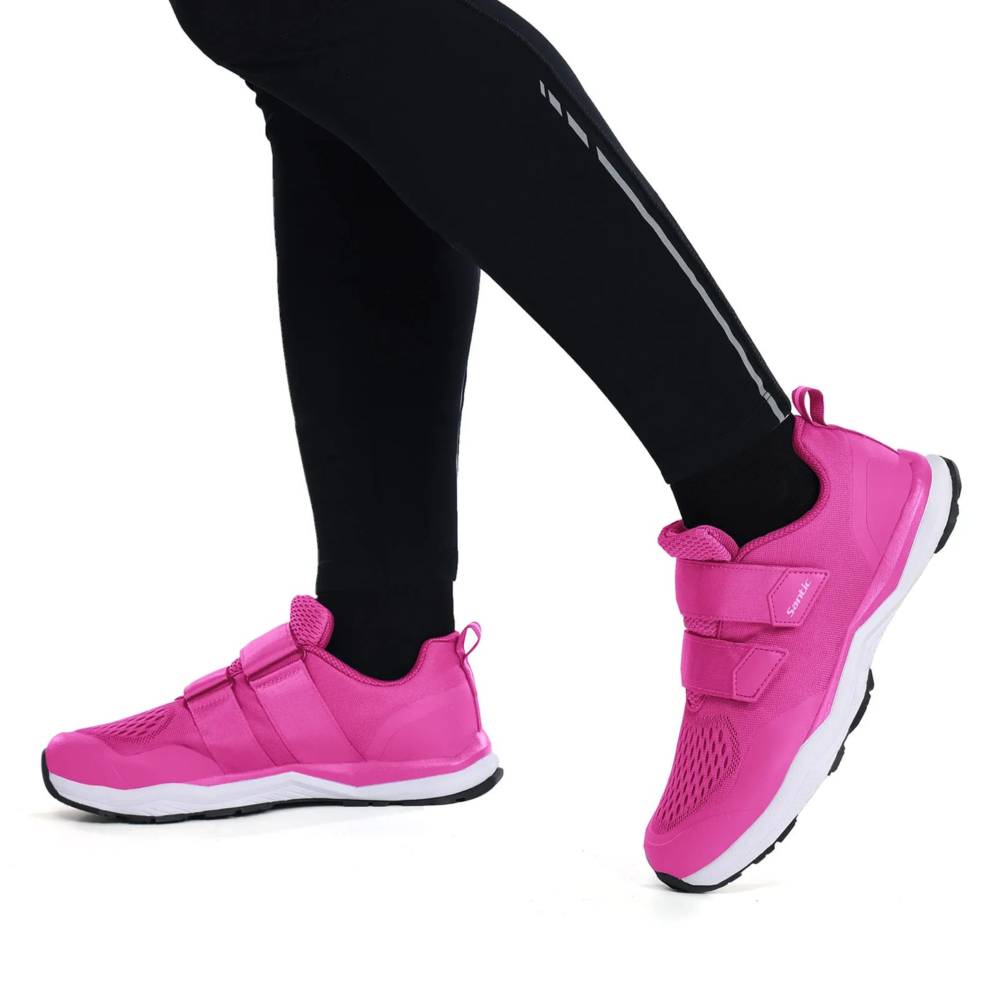 Santic Cycling Shoes Multi-purpose Running SPD Indoor Leisure Shoes Rubber Sole Hook and Loop Design 3D Mesh Fabric Sneakers Unisex