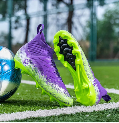 Men Football Boots Non-Slip High-Quality Soccer Shoes Grass Cleats High-Top Futsal Sneakers Match for Training Competition