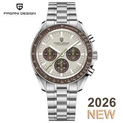 Nuovo orologio da uomo PAGANI DESIGN V6 Moon 2026 Speed Sports, cronografo al quarzo, zaffiro AR e lunetta in ceramica, orologio sicuro