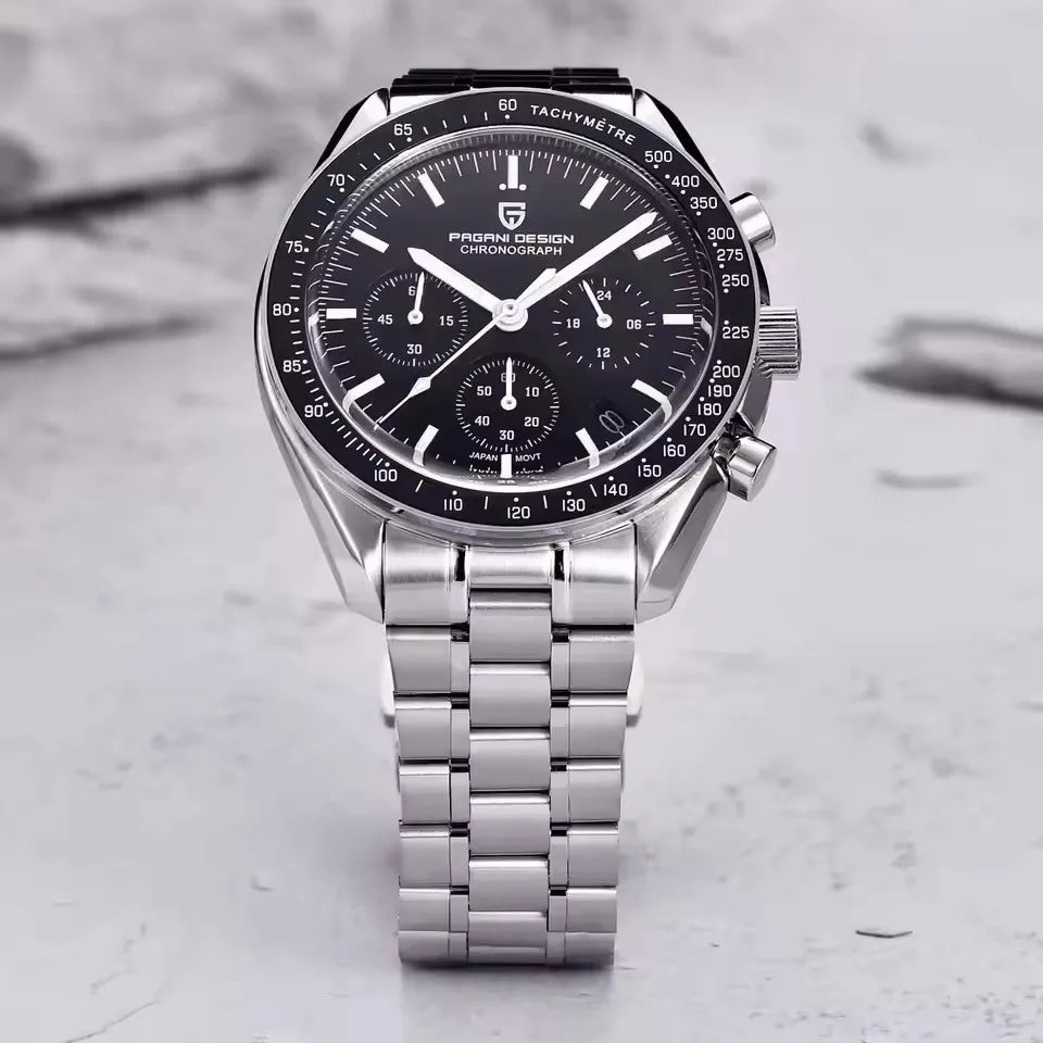Nuovo orologio da uomo PAGANI DESIGN V6 Moon 2026 Speed Sports, cronografo al quarzo, zaffiro AR e lunetta in ceramica, orologio sicuro