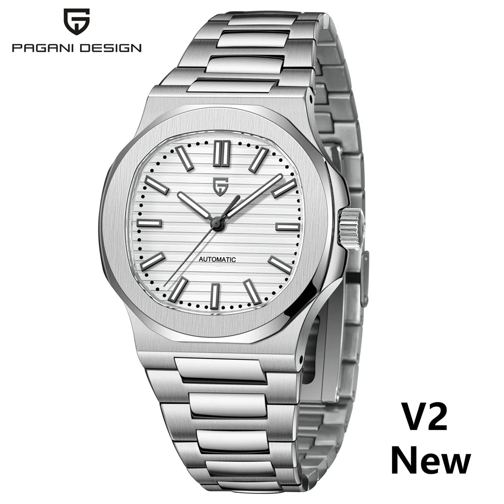 PAGANI DESIGN 2026 Neue luxuriöse Automatikuhr für Herren, mechanische Armbanduhr aus Edelstahl mit Saphirglas, 40MM, Barrel-Zifferblatt