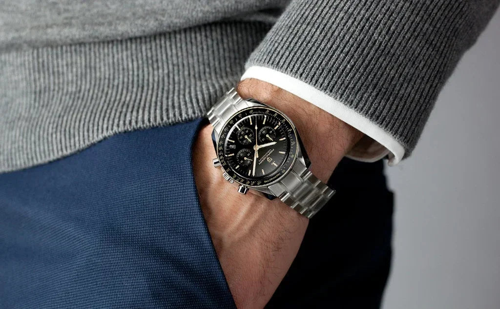 Nuovo orologio da uomo PAGANI DESIGN V6 Moon 2026 Speed Sports, cronografo al quarzo, zaffiro AR e lunetta in ceramica, orologio sicuro