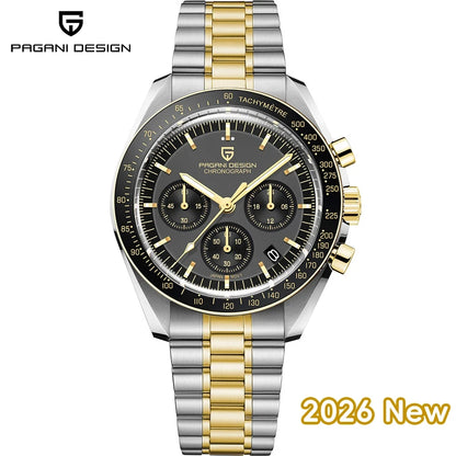 PAGANI DESIGN New men’s watches, luxury quartz watch, speed chronograph, AR sapphire glasses, 100M water-resistant, business watch 2026, EU local shipping