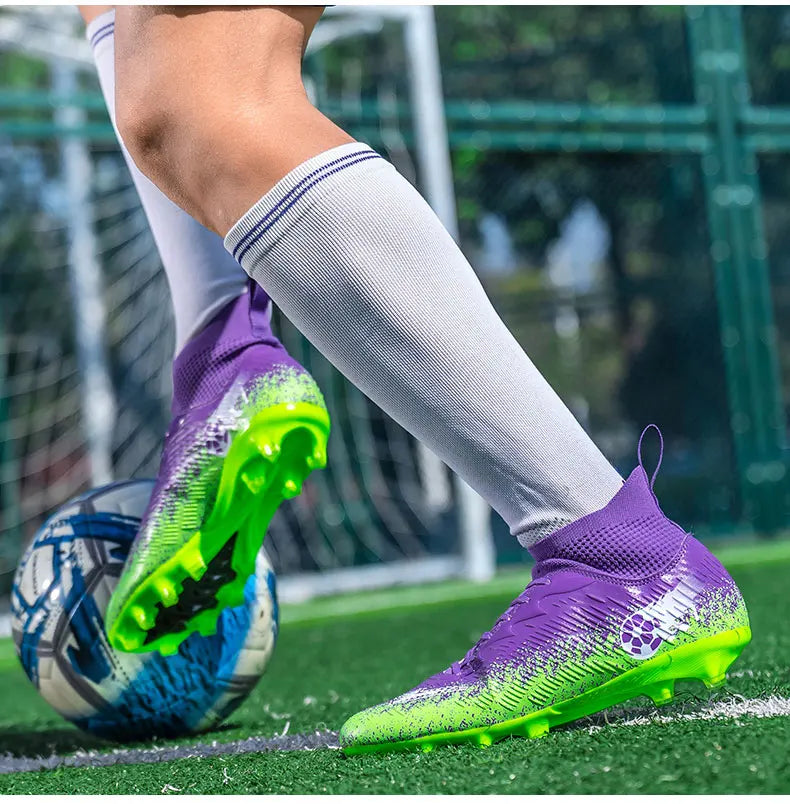 Men Football Boots Non-Slip High-Quality Soccer Shoes Grass Cleats High-Top Futsal Sneakers Match for Training Competition