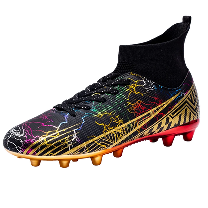 Men's Football Shoes Professional Gold Plated FG Soccer Cleats High Performance Sports Sneakers for Artificial Grass Competitive