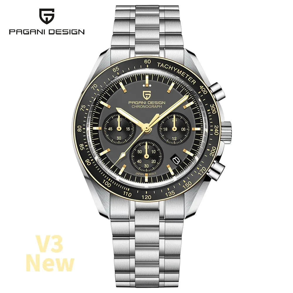 PAGANI DESIGN 2026 New V6 Moon Mens Watch Luxury Quartz Speed Sports Chronograph Watch For Men Watch AR Sapphire glass Local Shipping
