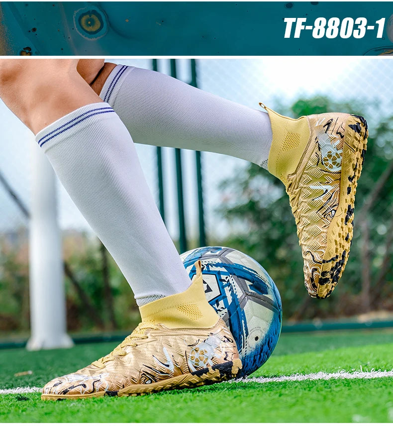 ro Performance HighCut Soccer Boots FG TF Studs Breathable Lightweight Cleats for Outdoor Grass and Turf Training Matches