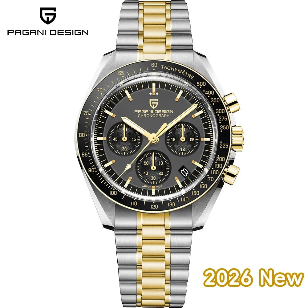 PAGANI DESIGN 2026 New Red Men's Watches Luxury Quartz Wrist Watch For Men Chronograph Automatic Date Waterproof Local Shipping