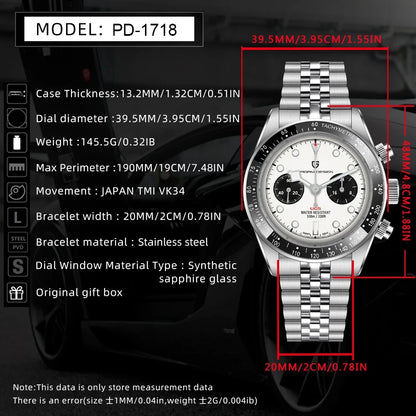 2026 New PAGANI Panda DESIGN Men's Watch Luxury Quartz Speed Sports Chronograph Watch Men AR Sapphire Luminous water lock