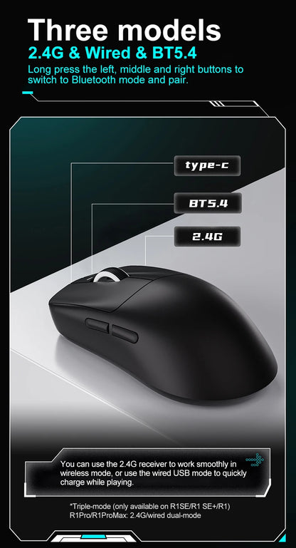 Ratón gaming inalámbrico ATK VXE Dragonfly R1 Pro MAX PAW3395 R1 SE Plus personalizado para esports y FPS, recargable y ligero