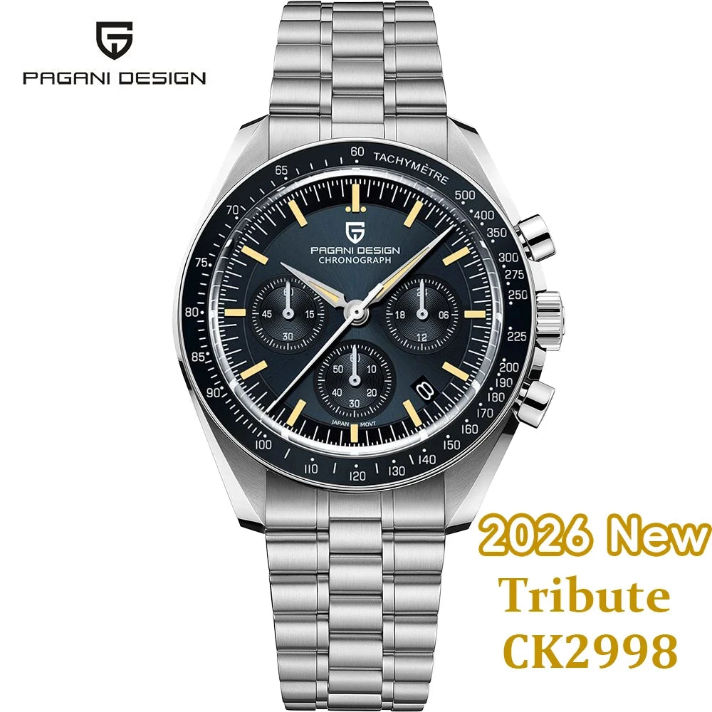 PAGANI DESIGN 2026 New V6 Moon Mens Watch Luxury Quartz Speed Sports Chronograph Watch For Men Watch AR Sapphire glass Local Shipping