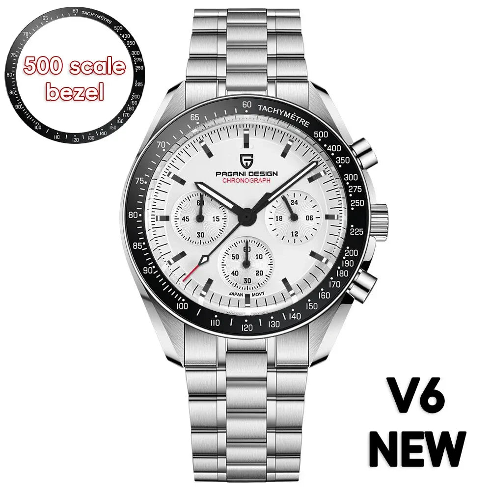 PAGANI DESIGN 2026 New V6 Moon Mens Watch Luxury Quartz Speed Sports Chronograph Watch For Men Watch AR Sapphire glass Local Shipping