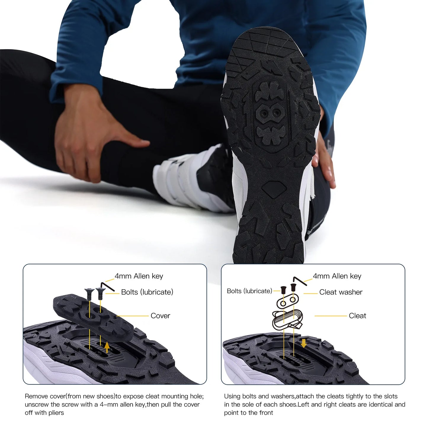 Santic Cycling Shoes Multi-purpose Running SPD Indoor Leisure Shoes Rubber Sole Hook and Loop Design 3D Mesh Fabric Sneakers Unisex