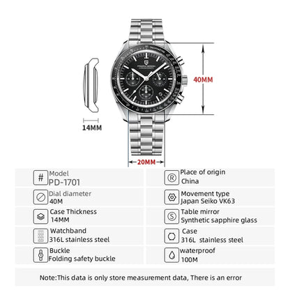 Nuovo orologio da uomo PAGANI DESIGN V6 Moon 2026 Speed Sports, cronografo al quarzo, zaffiro AR e lunetta in ceramica, orologio sicuro