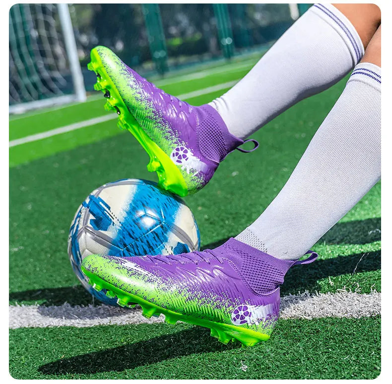 Men Football Boots Non-Slip High-Quality Soccer Shoes Grass Cleats High-Top Futsal Sneakers Match for Training Competition