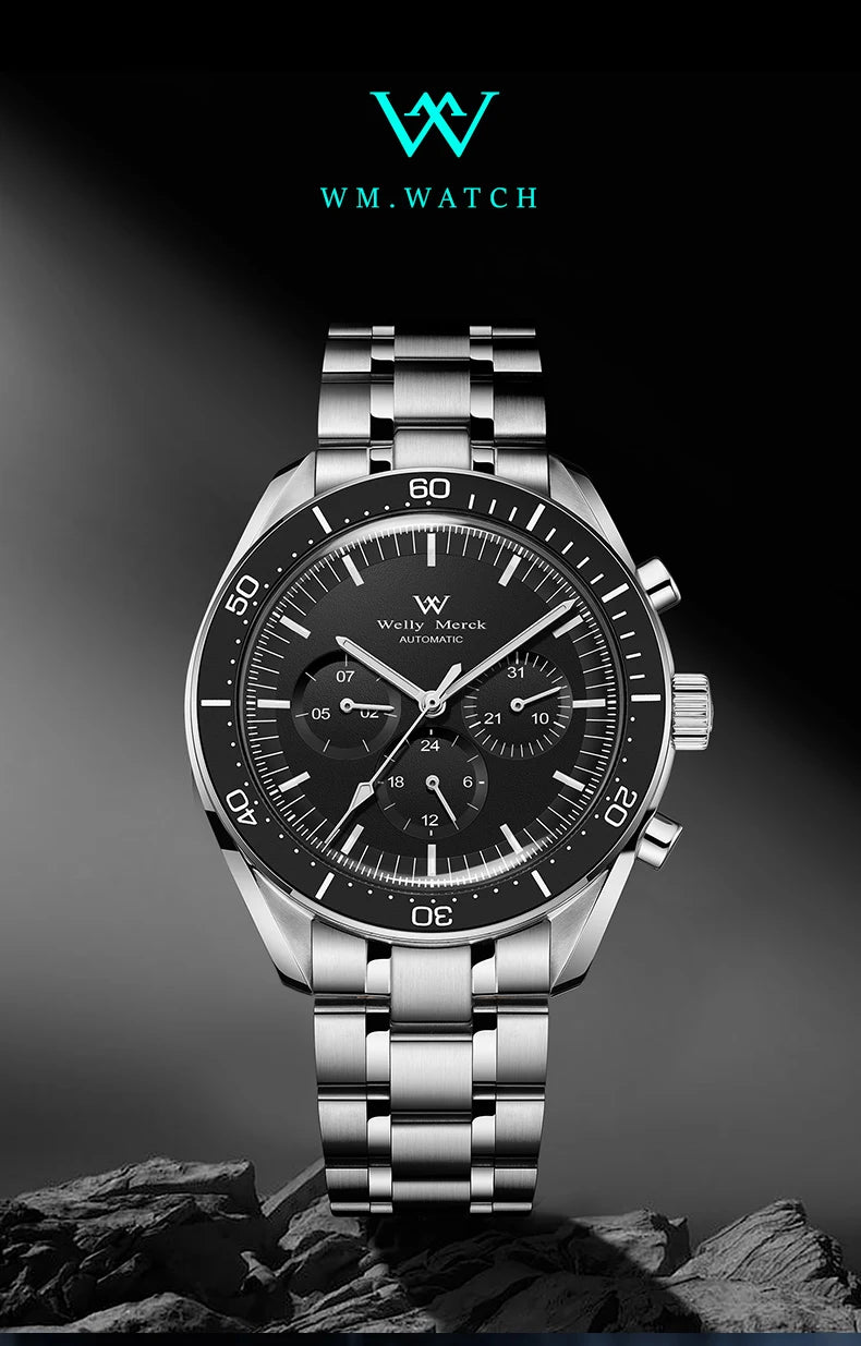 WM Watch Automatic Mechanical Watch 200M Waterproof Casual Classic Business Welly Merck Men Watches 170M-WM